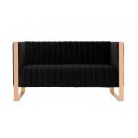 Manhattan Comfort LS016-BK Trillium 57.48 in. Black and Rose Gold Velvet 2-Seater Loveseat